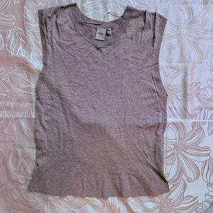 ICHI Sleeveless Knit Tank Top Gray Ruching at Shoulder - Women's Size Small
